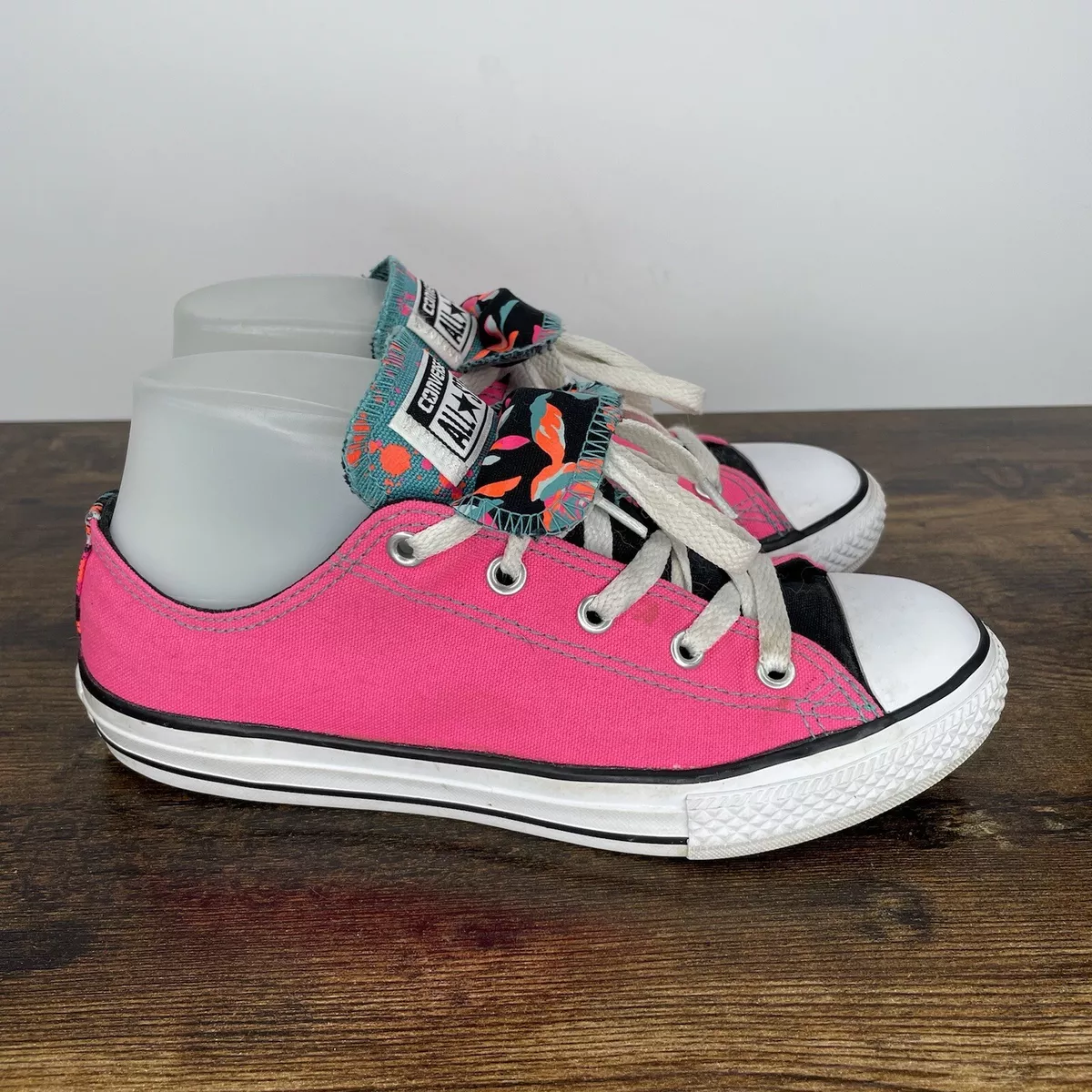 Converse All Star Low Top Pink Youth Size 4 Double Tounge eBay
