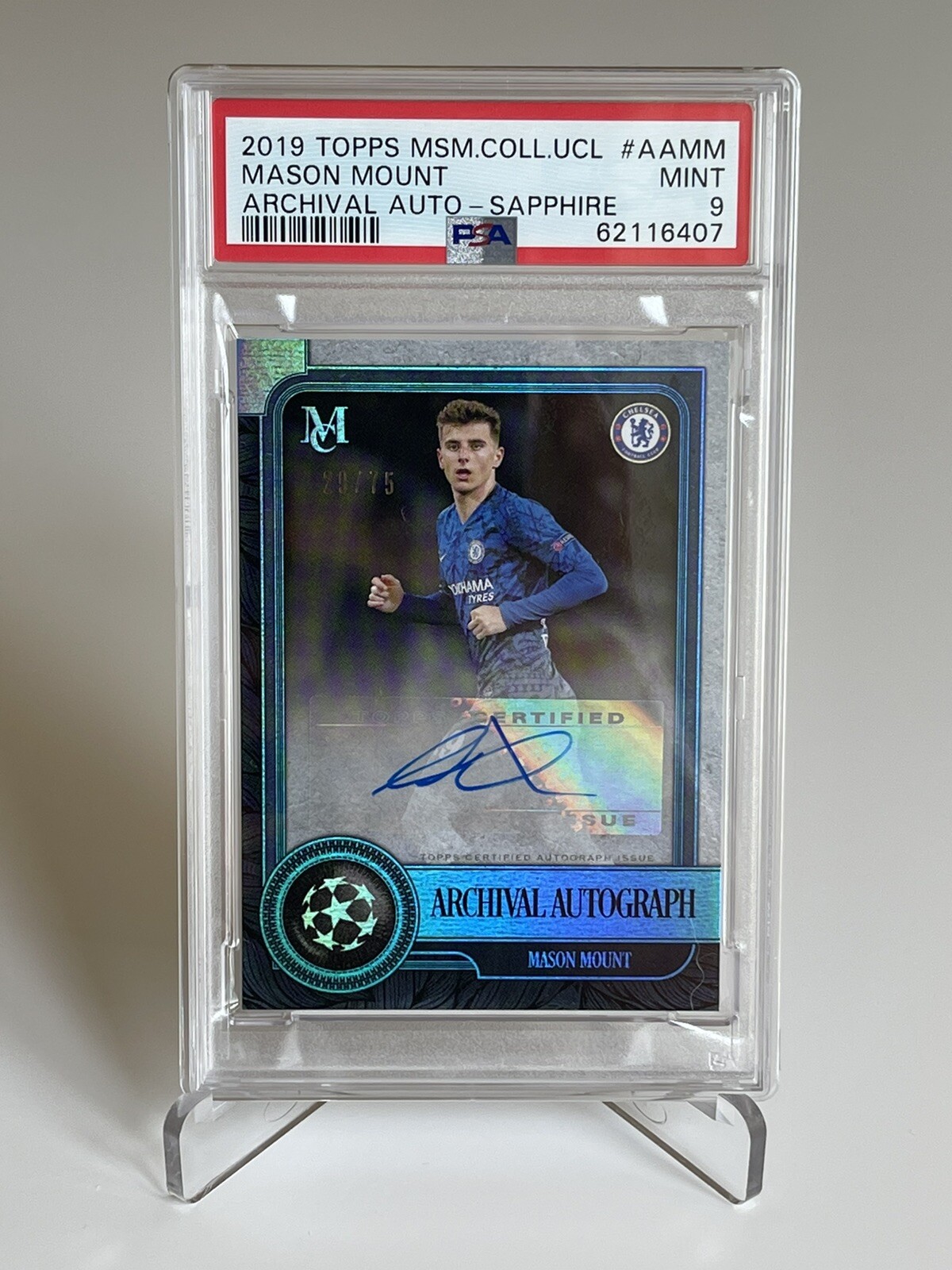 2019-20 Topps UEFA Museum MASON MOUNT PSA 9 ROOKIE AUTO /75 *POP 1 