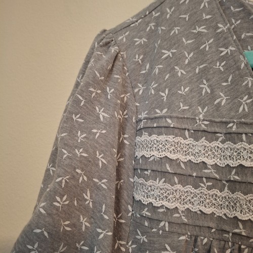 Womens S/S Long Nightgown Croft & Barrow Grey Leaf Cotton Blend Knit Size 2X - Picture 3 of 7