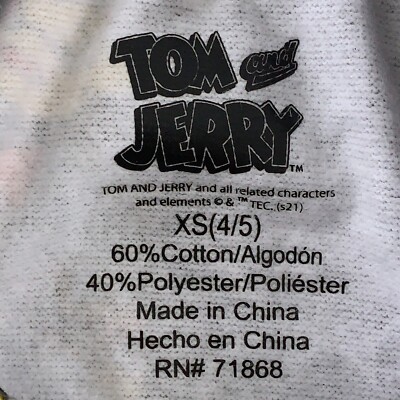 のぶ Tom & Jerry Youth Size XS (4/5) Black Colorful Printed Pullover