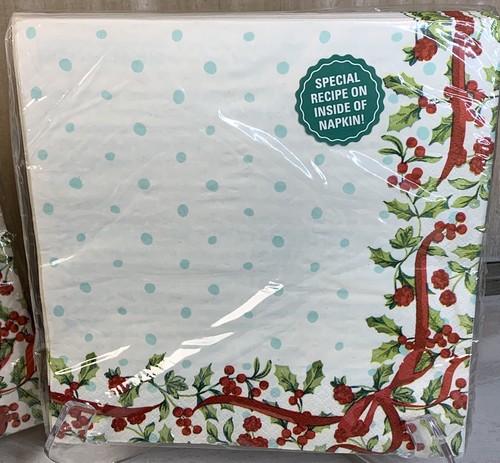 4 Packs Pioneer Woman Christmas Paper Napkins Mistletoe 20 Count Each Holiday - Picture 2 of 3