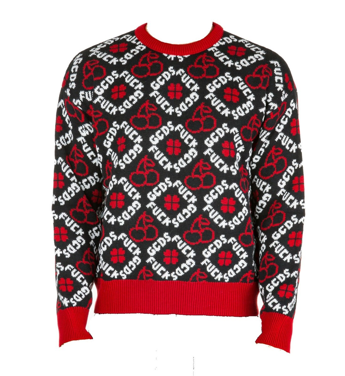 GCDS sz M Men's Cherry Jumper Sweater Wool-Blend F19-W20 Made-In