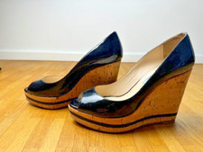 PRADA Plateau Pumps, Keilabsatz Kork, Lackleder Gr. 37