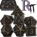 7pcs/Set Bronze Metal Polyhedral Dice DND Dragon RPG MTG Role Playing Game + Box