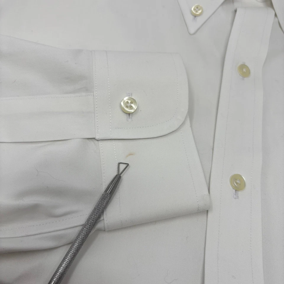 Brooks Brothers 17-34 White Long Sleeve Button Down Regent Fit Dress Shirt - Image 3 of 4