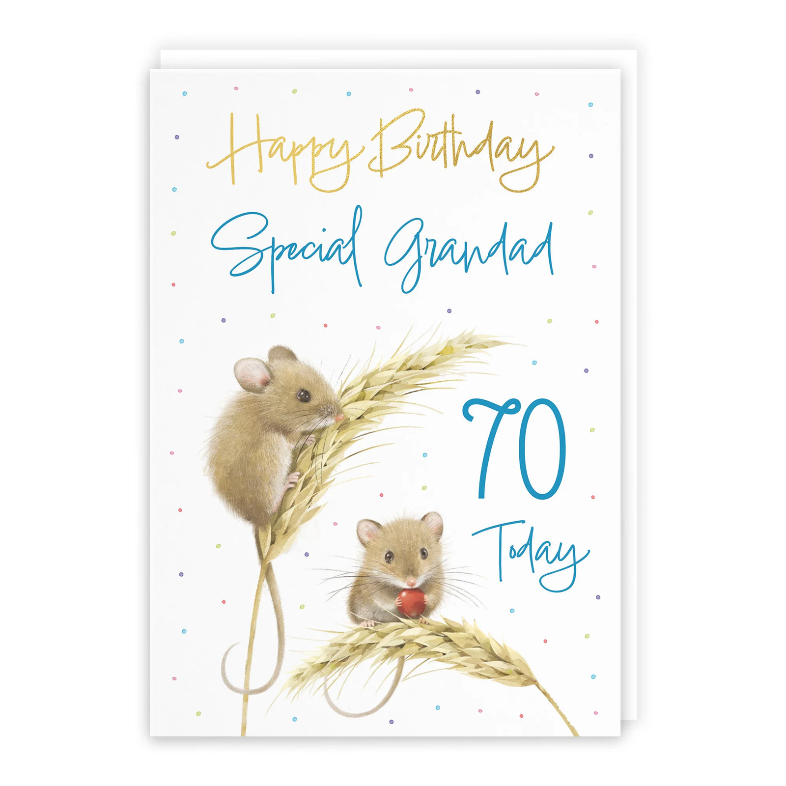 70th Grandad Gold Foil Birthday Card Harvest Mice Milo's Gallery