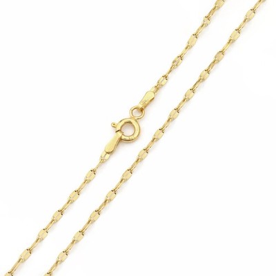 In Italien hergestellte massive 9 kt Gelbgold Forzatina Scheibe Kette Halskette 16 18 Zoll