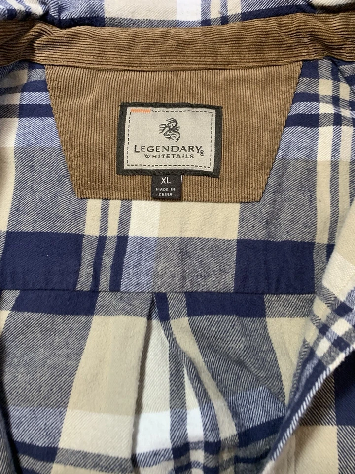 Legendary Whitetails XL 100 % algodón franela azul/beige/blanco a cuadros puño abatible Foto 2 de 4