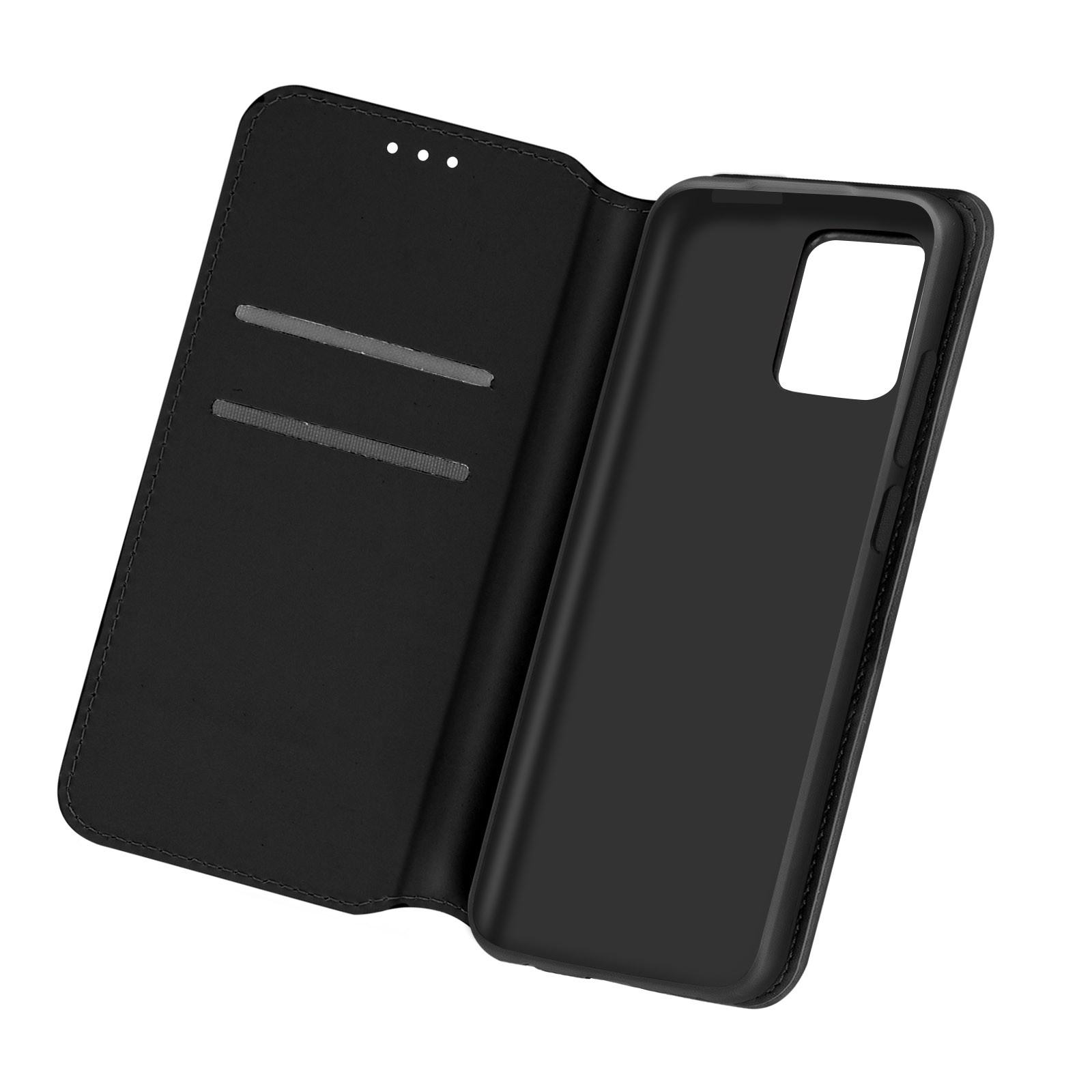 Housse Galaxy A02s Avizar Classic étui noir en similicuir clapet