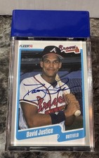 1990 FLEER #586 DAVID JUSTICE AUTOGRAPH ATLANTA BRAVES SCORE BOARD GUARANTEED