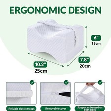 Memory Foam Knee Pillow for Side Sleepers Hip Knee Pain Relief with Strap