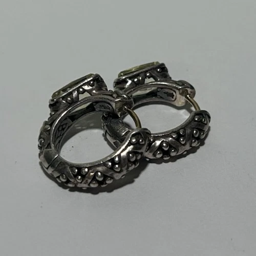 Pendientes tipo argolla JAi John Hardy plata 925 oro 18K AMATISTA prasiolita Batu Sari Foto 4 de 4