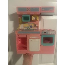 Vintage Meritus Pink Kitchen Playset Toy Dollhouse Furniture