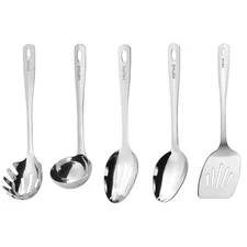 5 PCS Stainless Steel Kitchen Utensil Set, Ladle, Turner, Slotted Spoon, Fork