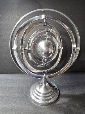 Aluminum Compass Armillary Globe Silver Decor 14'' Inches