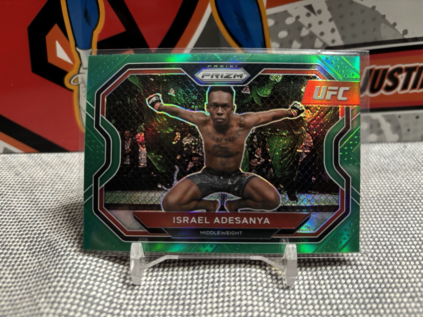 2021 Panini Prizm UFC Israel Adesanya Green Prizm #120