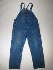 Vintage Big Ben Overalls Denim Bibs Men's Size 42x29 Distressed Repairs Faded