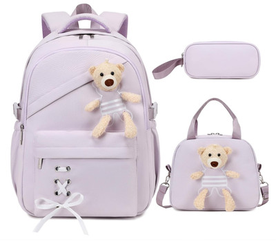 Mochila Escolar para Niñas 3 Piezas con Lonchera y Estuche Kawaii