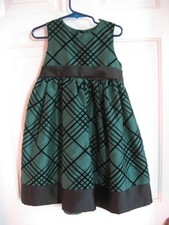 NEW Girls Emerald Green Satin Dress w/Black Lattice Design -Size 4T - Marmelatta