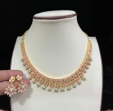 Indian Bollywood Bridal PartyWear Gold Plated cz Jewelry Set Weding Women rm31