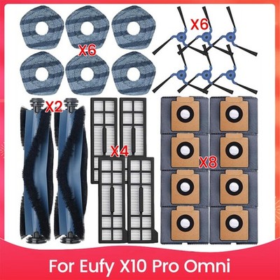 For  X10 Pro Omni Robot Vacuum Parts Main Roller Side Brush  Mop Cloth Dust7629