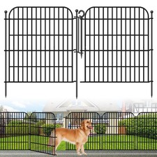 10 Panels Decorative Garden Fence with Gate for Outside, 32 in H X 23.6 ft L...