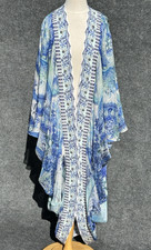 CAMILLA Long Sleeve Long Cape Kimono in Cali Dreaming 100 Silk with Crystals OS