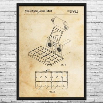 Dance Revolution Game Patent Wall Art: Gameroom Decor, Video Game Gift