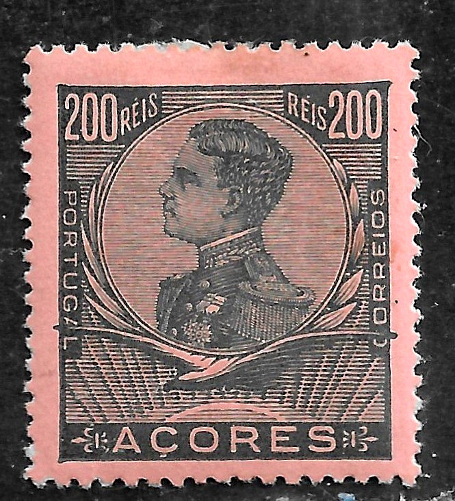HICK GIRL-  MINT PORTUGAL-AZORES STAMP   SC#122  1910  KING MANUEL II   H355