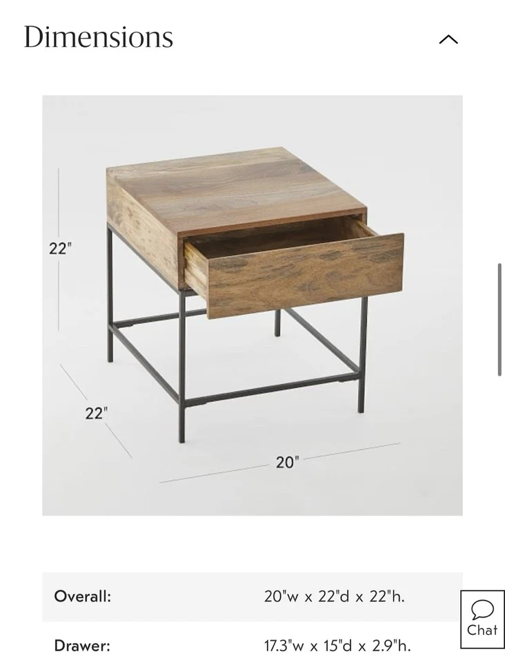 Mesa auxiliar de almacenamiento industrial West Elm (20) madera de mango crudo Foto 3 de 3