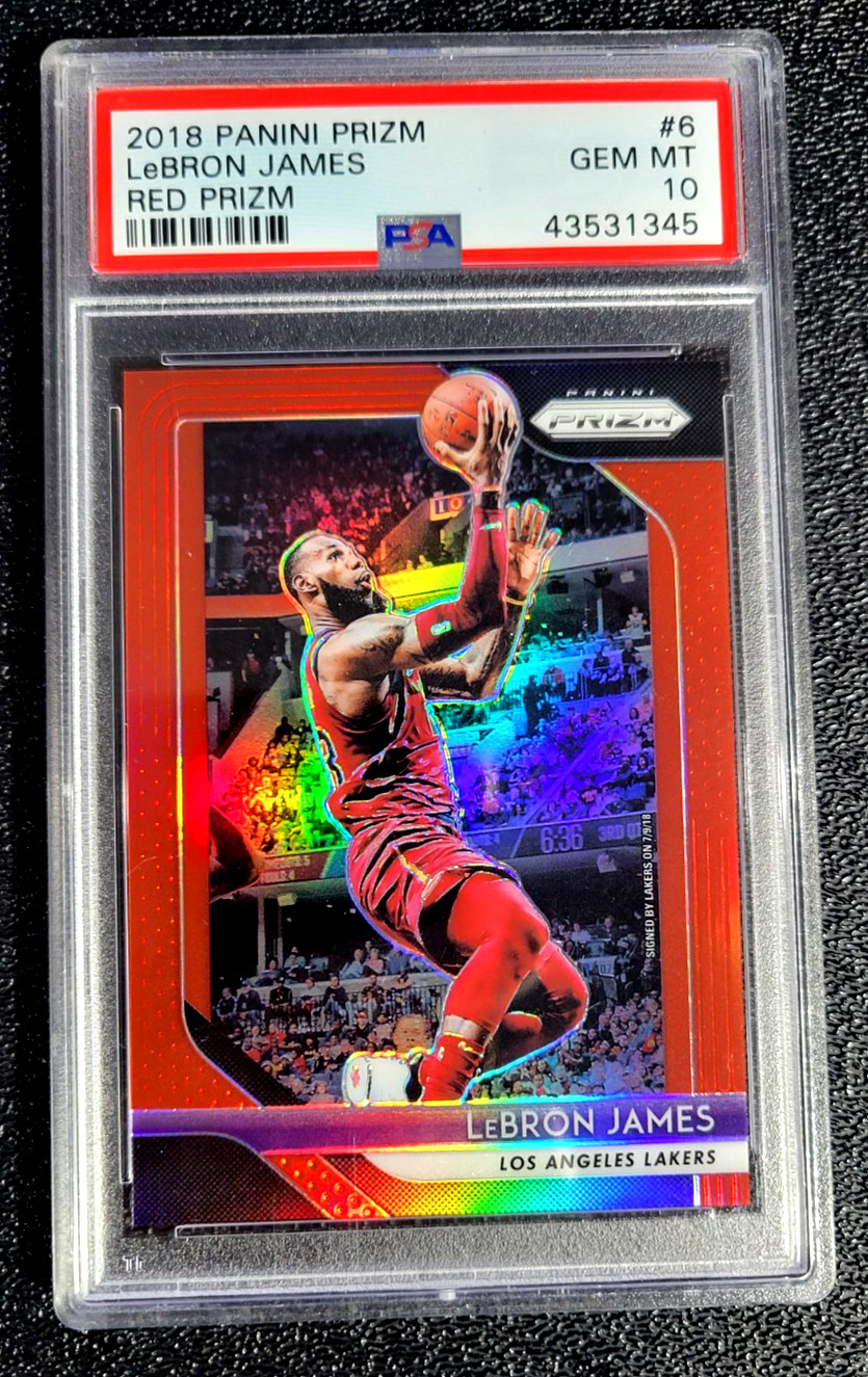 2018 PSA 10 GEM MINT LEBRON JAMES RED PRIZM SP /299 G6484