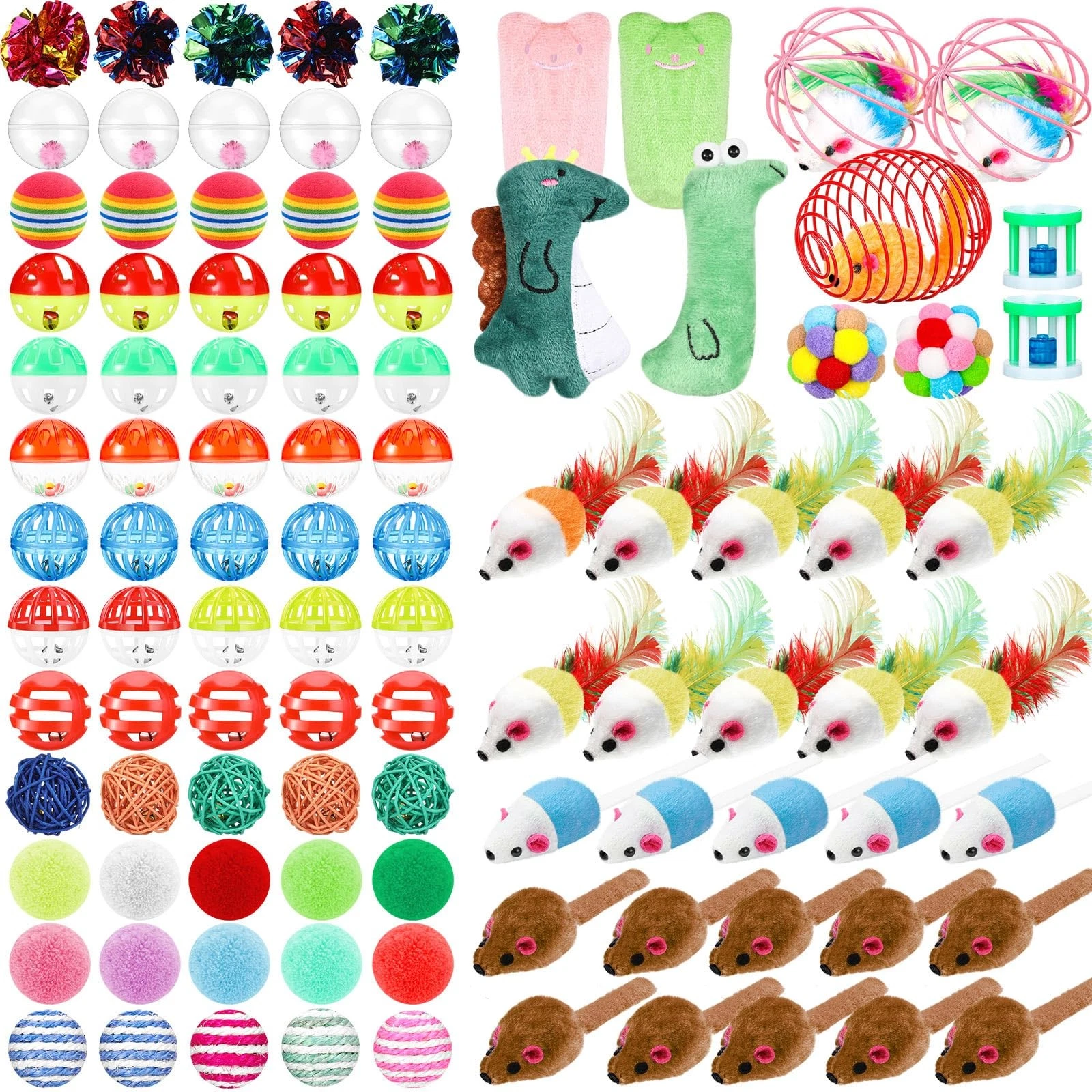 100 Pcs Cat Toys Set Bulk Cat Fur Mice Toys Variety Plastic Ball with Bell Fu...
Opens in a new wind