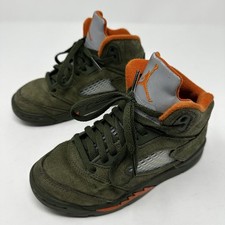 Nike Air Jordan 5 Retro Youth 12c Army Olive Solar Orange