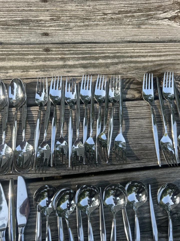 NORITAKE Simplicity MCM Juego de cubiertos de Japón 18/8 NTK 98Pcs Mod Century Modern MCM Foto 3 de 4