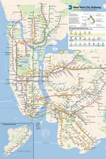 Laminated NYC Subway Map Poster New York City Hertz Official MTA 2024 Current Ed