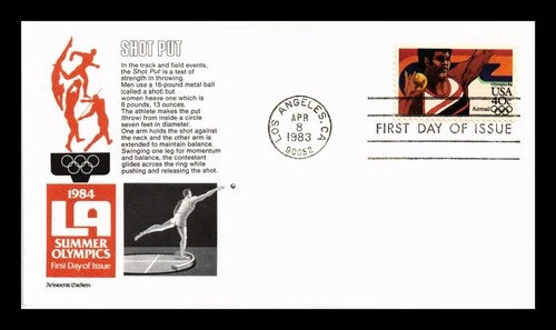 DR JIM STAMPS US COVER OLYMPICS SHOT PUT AIR MAIL FDC ARISTOCRAT CACHET