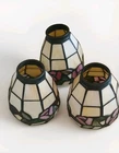 Vintage Tiffany Style Stained Glass Lamp Bell Shade Lot of 3 4.5" x 5" Floral
