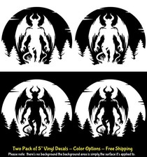 Devil Satan Fire Full Moon Forest 2 Pk 5 Vinyl Decals Window Any Flat Surface Devil Satan Fire Full Moon Forest 2 Pk 5 Vinyl Decals Window Any Flat Surface
