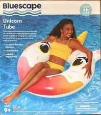 Bluescape Inflatable Unicorn Tube Pool Float Up To 220lbs Capacity 3 ft Wide NEW