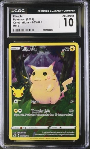 CGC 10 Pokémon English Pikachu 005/025 2021 Celebrations Holo