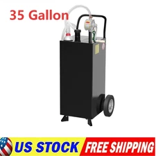 35 Gallon Fuel Gas Caddy w/Wheels & Manual Transfer Pump Diesel Fuel torage Tank
