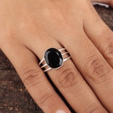 Black Onyx Gemstone 925 Sterling Silver Jewelry Handcfrafted Ring Gift For Her