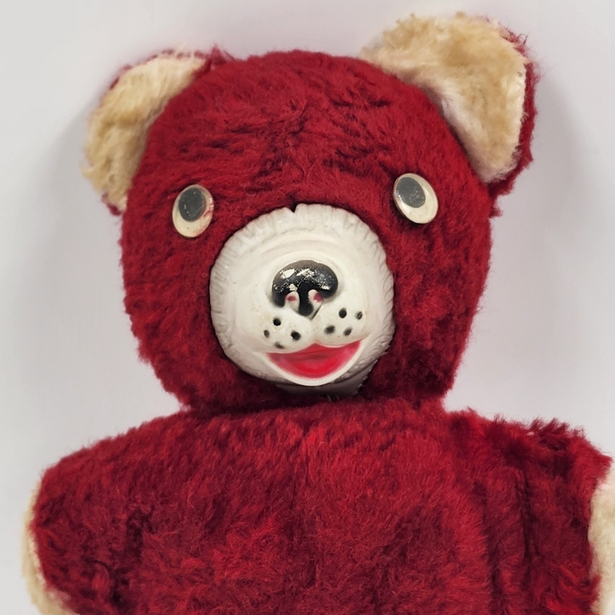 ❤️Knickerbocker❤️ l nose bear (小) 1920 Knickerbocker Bear Red Plush Teddy Bear Vintage 1950's Rubber Nose