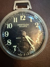 Vintage Westclox Scotty Pocket Watch Black Dial Mechanical USA Parts Repair
