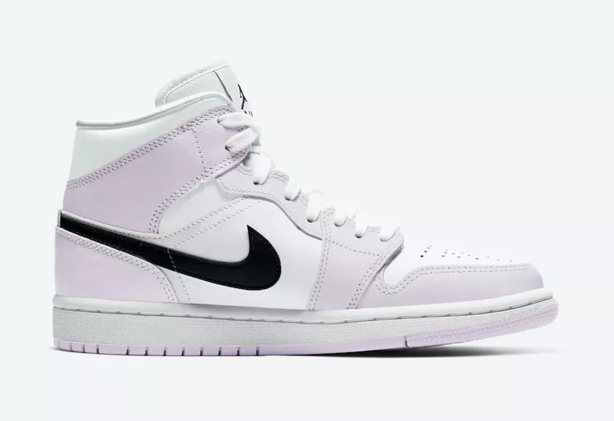 NIKE WOMEN AIR JORDAN 1 MID LIGHT VIOLET BLACK WHITE SZ 11 BQ6472 500