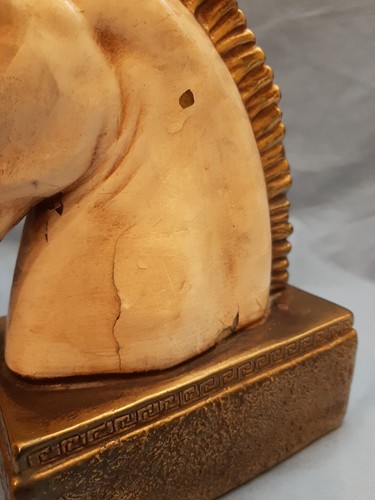 Vintage Marion Bronze Cast Metal Trojan Horse Head Bookends - Picture 14 of 15