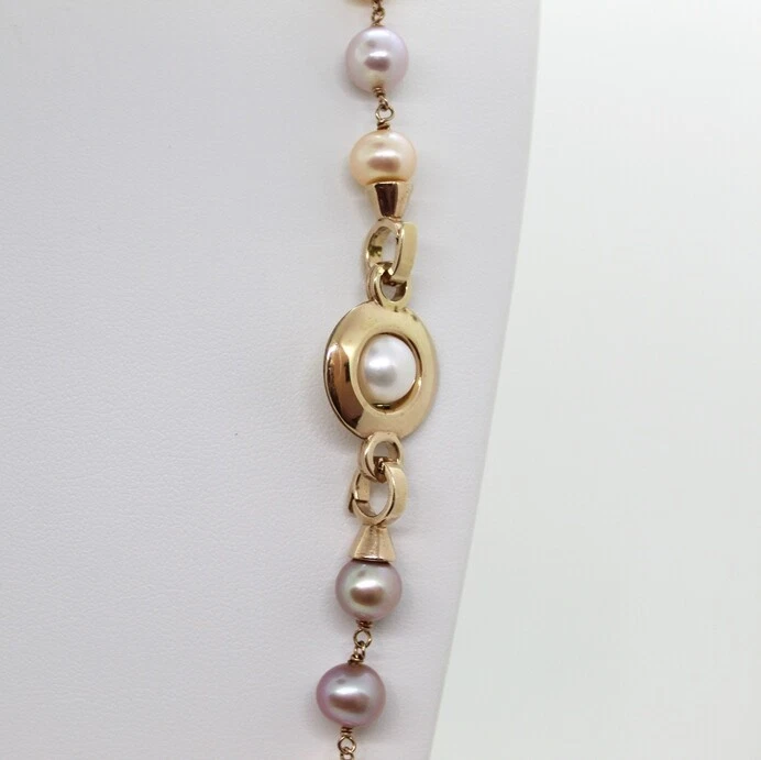 Halskette Aus 925 Rosévergoldetem Silber Mit Flussperlen - Bild 3 von 3