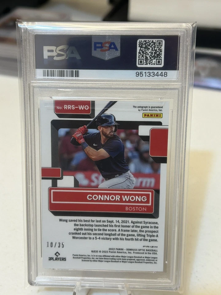 2022 Donruss Optic Connor Wong Auto Blue Cracked Ice /35 FOTL RC PSA 10 Pop 3 - Image 3 of 4