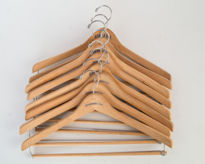 8 Kleider-Hosen-Klemm-Bügel REPLAY JEANS COUNTRY STORE Holz VINTAGE