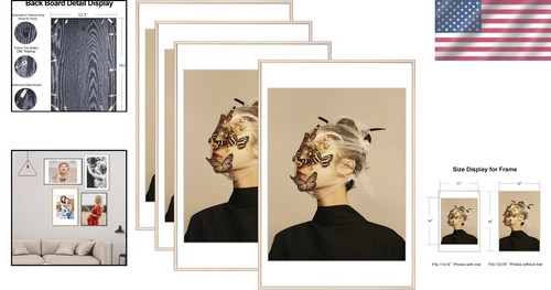 Versatile 12x18 Brass Frame Set of 4 - Perfect for Gifts and Home Galleries - Picture 2 of 7